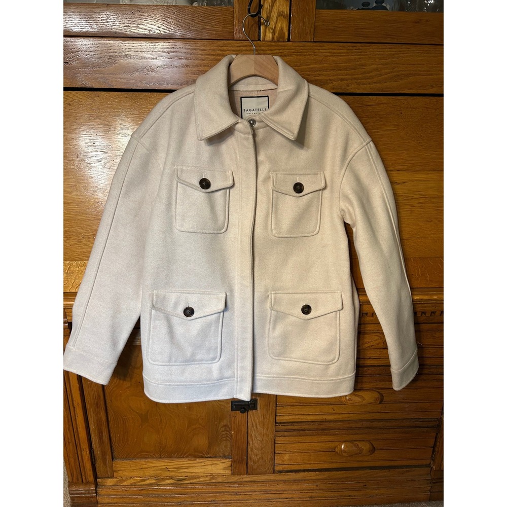Bagatelle Collection Cream Utility Shirt Jacket Shacket Off White Granola Small